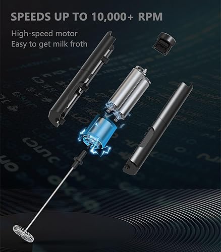 Miniatura 3 de Turimon - Espumador de leche de mano, varita eléctrica para café con pilas, mini batidora de mano para matcha, latte, chocolate caliente, bebidas