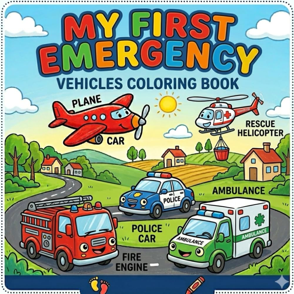My First Emergency Vehicles Coloring Book: Easy, Bold Pages with Thick Outlines for Ages 2–4 (Little Rescue Wheels: Bold Coloring Fun)