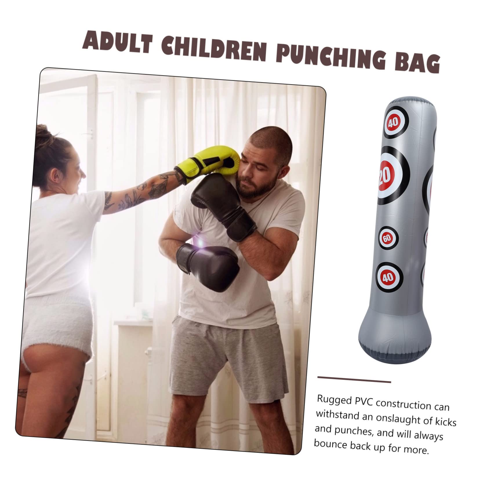 Mikikit 1pc Inflatable Boxing Post Fitness Sandbag for Boys and Girls Tumbler PVC Material Indoor/Outdoor Exercise Plaything Random