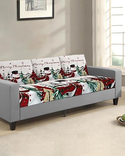 Miniatura 9 de Fundas de cojín para sofá con diseño de copos de nieve de Navidad, funda elástica para sofá con parte inferior elástica, fundas de sofá de Navidad