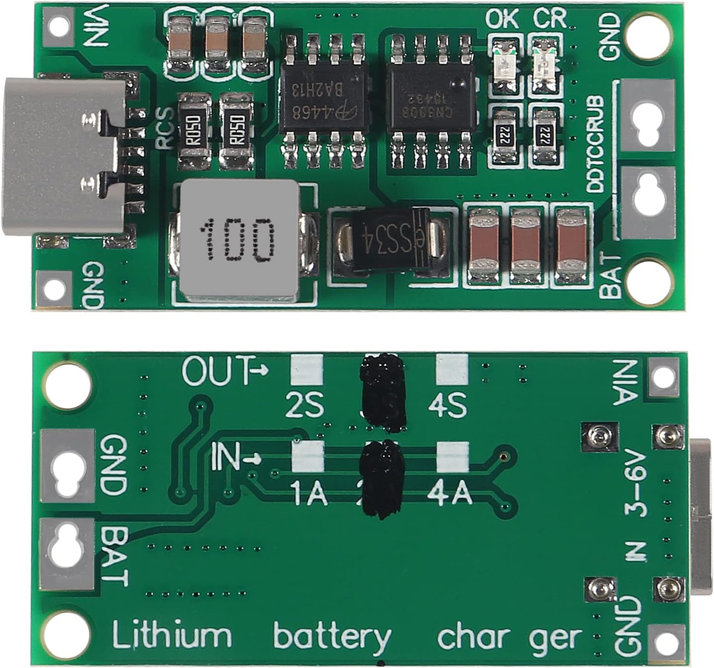 3PCS 18650 Lithium Battery Multi-Cell 2S 3S 4S Type-C to 8.4V 12.6V 16.8V Step-Up Boost LiPo Polymer Li-Ion Charger 7.4V 11.1V 14.8V （3S-2A）