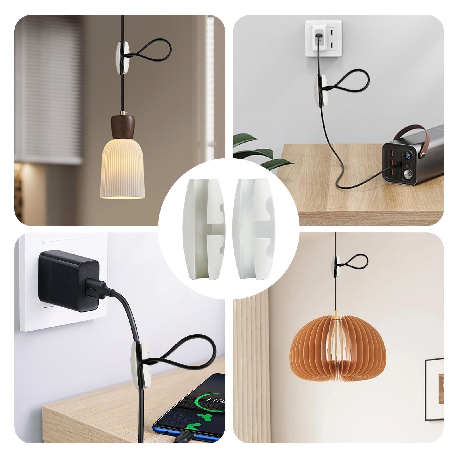 10 Pezzi Fibbie Per Cavo Di Lampade A Sospensione - M10 X 27mm, In Plastica Nera, Per Cavi 7mm