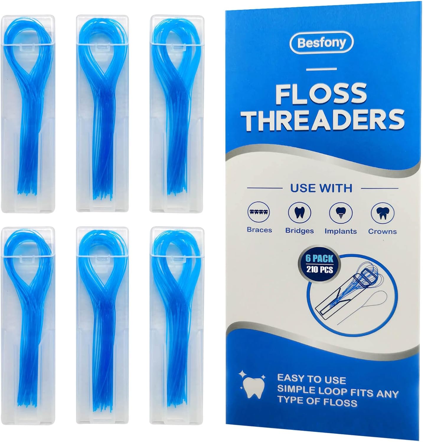 Amazon.com : Besfony 210 Counts Floss Threaders for Braces, Bridges ...