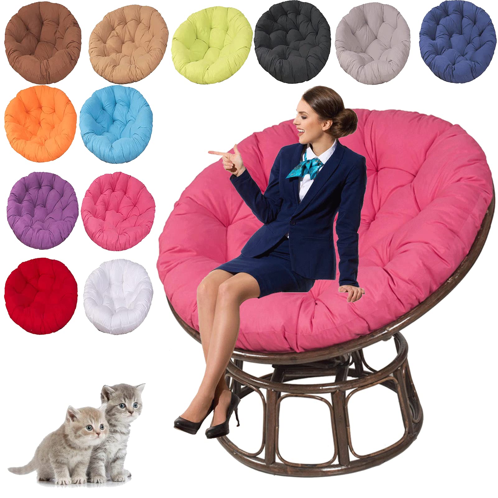 UIHECTA Garden Swing Cushion Replacement, Round Hanging Egg Chair Pads, Papasan Round Chair Cushions, Rocking Chair Cushion, for Outdoor Garden, Balcony and Living Room,11,110×110cm/43.3×43.3in