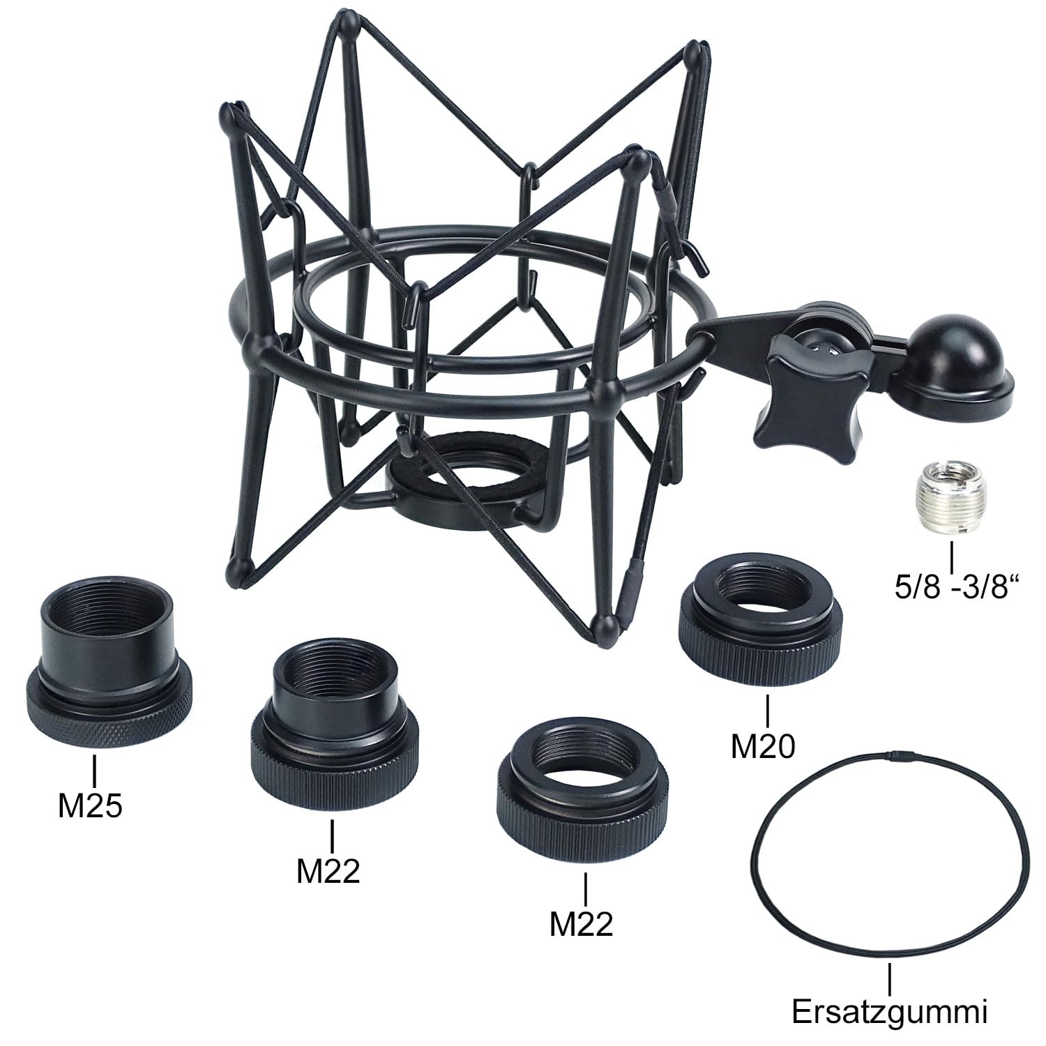 keepdrum MS138 Gelenkarm-Stativ mit MS090B Multi-Mikrofon-Spinne Schwarz