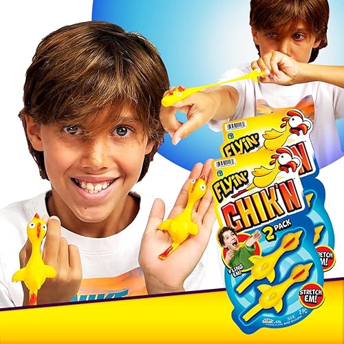 Miniatura 3 de JA-RU Mini juguete de goma con tirachinas de pollo (paquete de 6, 12 flingers)  Juguetes de dedo para niños, regalos divertidos de broma, recuerdos