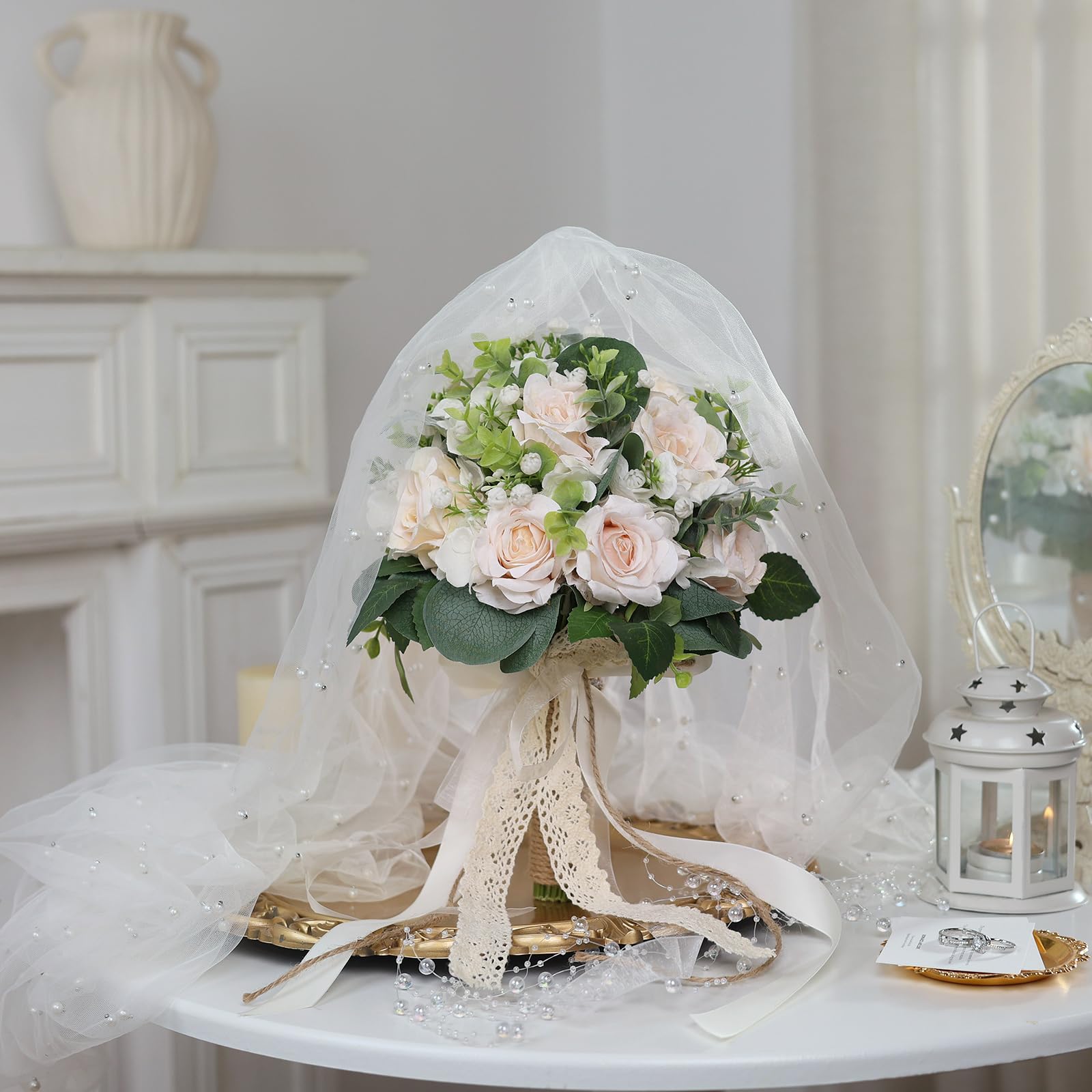 Amazon｜Zheart 花嫁介添人用ウェディングブーケ - 10インチ ホワイト