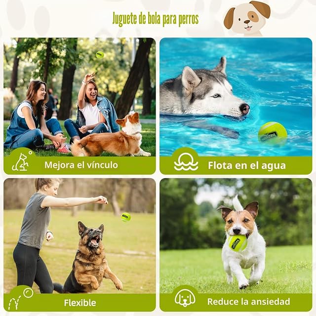 Foto 8 de 8 de Nobleza Pelota Perro, 24 Pack Interactiva Pelotas Tenis para Perros, Pelota de Caucho Natural