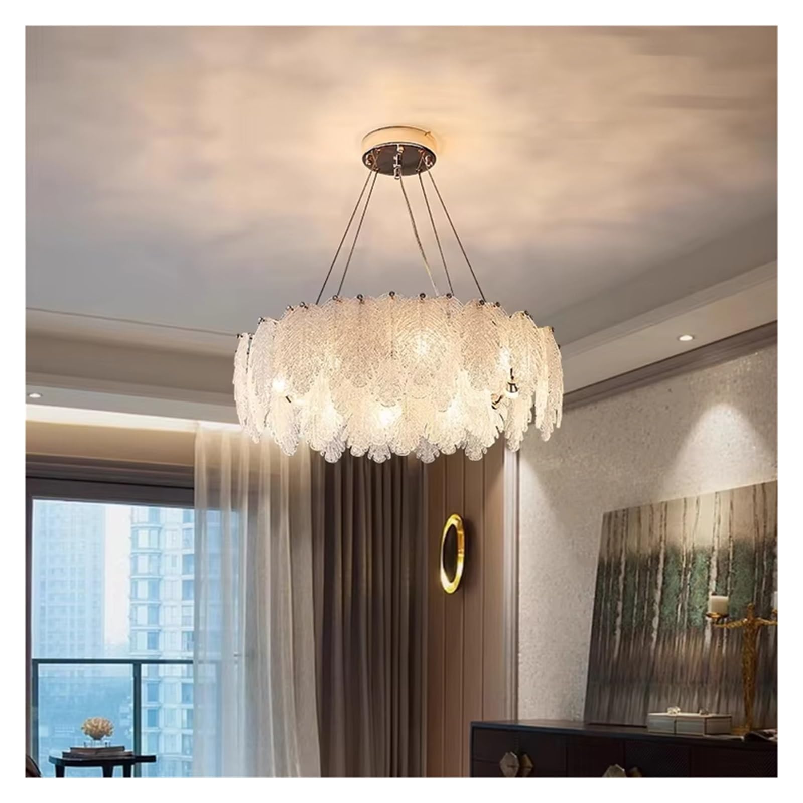 ASerZenith Nordic Home Decor Chandeliers For Dining Room Lustre Pendant Lights Hanging Lamps For Ceiling Light Fixture Indoor Lighting,Rc Remote Dimming-76Cm
