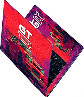 Full Body Laptop Skins Sticker Laminated HD Quality Vinyl fits Upto 15.6 inches Compatible with Dell, Lenovo, Acer, HP, Asus - Nissan GTR Red-Self-Adhesive