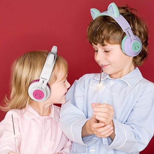 Miniatura 6 de Riwbox CT-7S - Audífonos con Bluetooth para niños, 85 dB, limitación de volumen, luz LED, inalámbricos, con micrófono para iPhoneiPadKindleLaptopPCTV