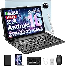 DOOGEE Tab A9+ Android 16 Tablet 11 Inch, T7200 Octa Core 8580mAh, 20GB RAM + 64GB ROM (TF 2TB), 90Hz, 13MP + 5MP Gaming Tablets with Keyboard, Pen, Mouse, Case, WiFi 5/WidevineL1/Face ID/OTG