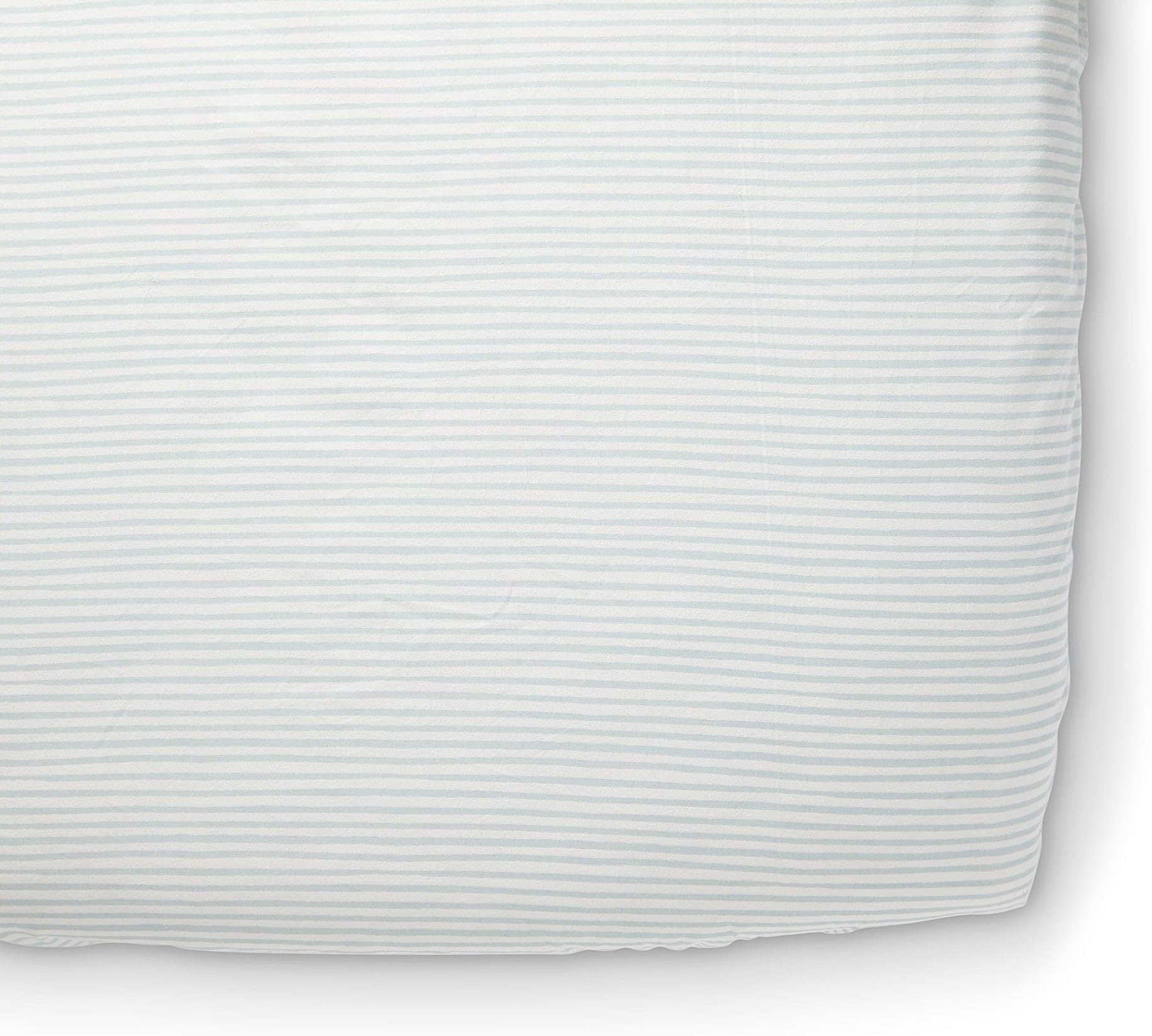 - Striped Crib Sheet, Stripes Away Sea | Breathable Brushed Organic Cotton for Soft Sleep | Snug Fit | Giftable Reusable Fabric Bag Packaging | Standard Crib Mattresses up to 52”L x 28”W x 8”H