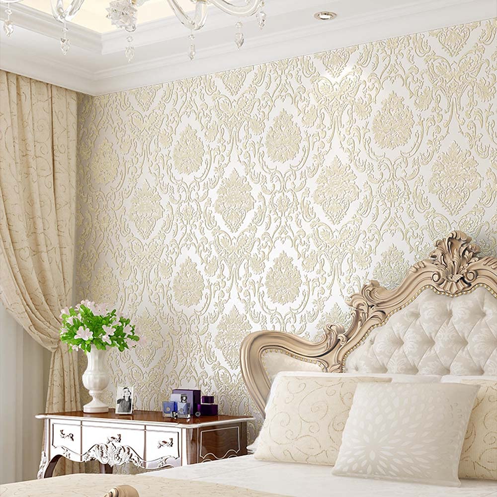 Damask Bedroom Estate Damask Unpasted Wallpaper | Tempaper & Co.