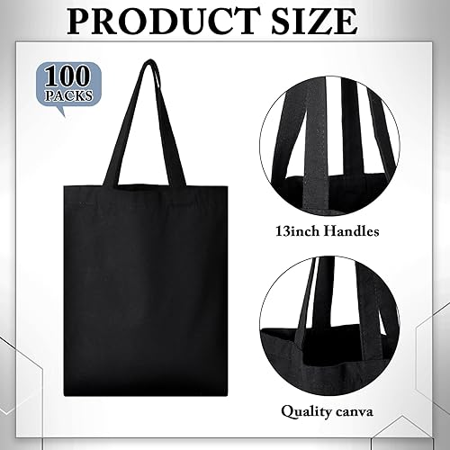 Miniatura 4 de Pinkunn 100 bolsas de lona a granel  Bolsas de algodón natural con asas de poliéster liso para manualidades