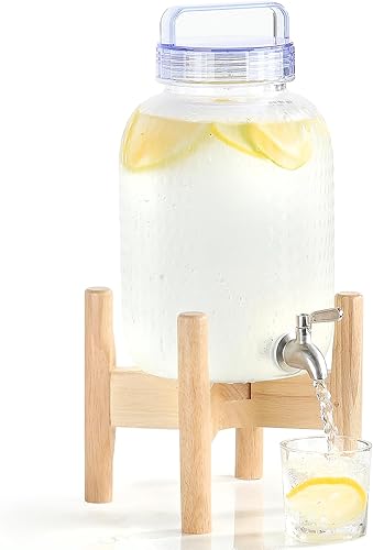 EGGKITPO Dispensadores de bebidas de 1.5 galones con grifo y elegante soporte para fiestas, dispensador de limonada de policarbonato con soporte de
