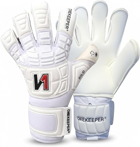 ONEKEEPER Blanco sólido o negro Guantes de portero de nivel profesional para adultos y jóvenes Guantes de portero de fútbol GK Látex de contacto ONEKEEPER Blanco sólido o negro Guantes de portero de nivel profesional para adultos y jóvenes Guantes de portero de fútbol GK Látex de contacto