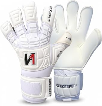 ONEKEEPER Solid Soccer Goalie Gloves with Finger Protection | Robin Roefs | German Contact Latex | Size 5-12