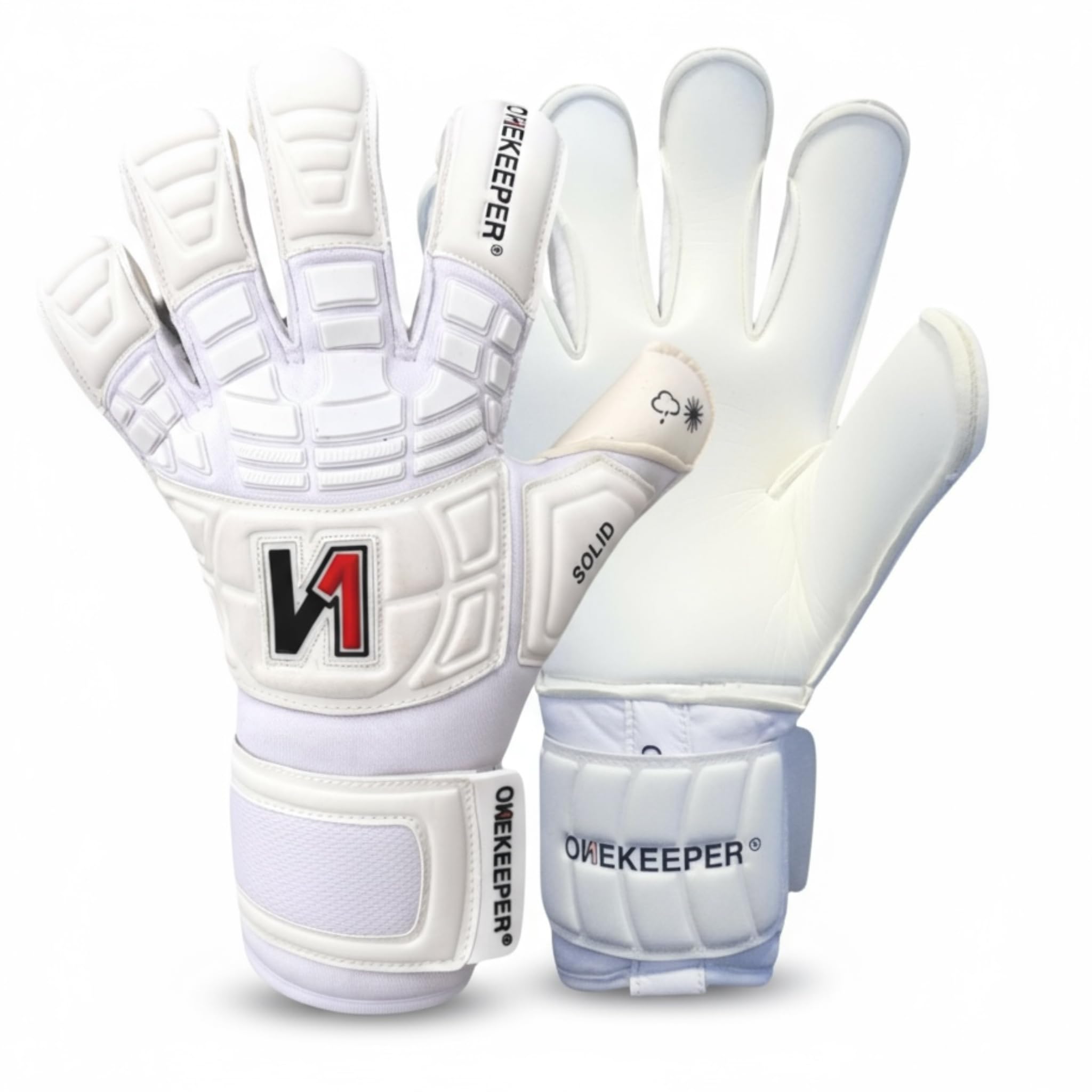 ONEKEEPER Goalkeeper Gloves for Kids, Teens, Adults, Removable Finger Spares (Spines Not Included) 3.5mn Contact Latex Hybrid Cut