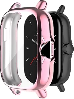 Fit for Amazfit GTS 2 Screen Protector Case Cover for Women Men, TPU Slim Plated Protective Case Bumper Sleeve Shell Frame Protector Cover for Amazfit GTS 2/GTS 2E GPS Smartwatch (Pink)