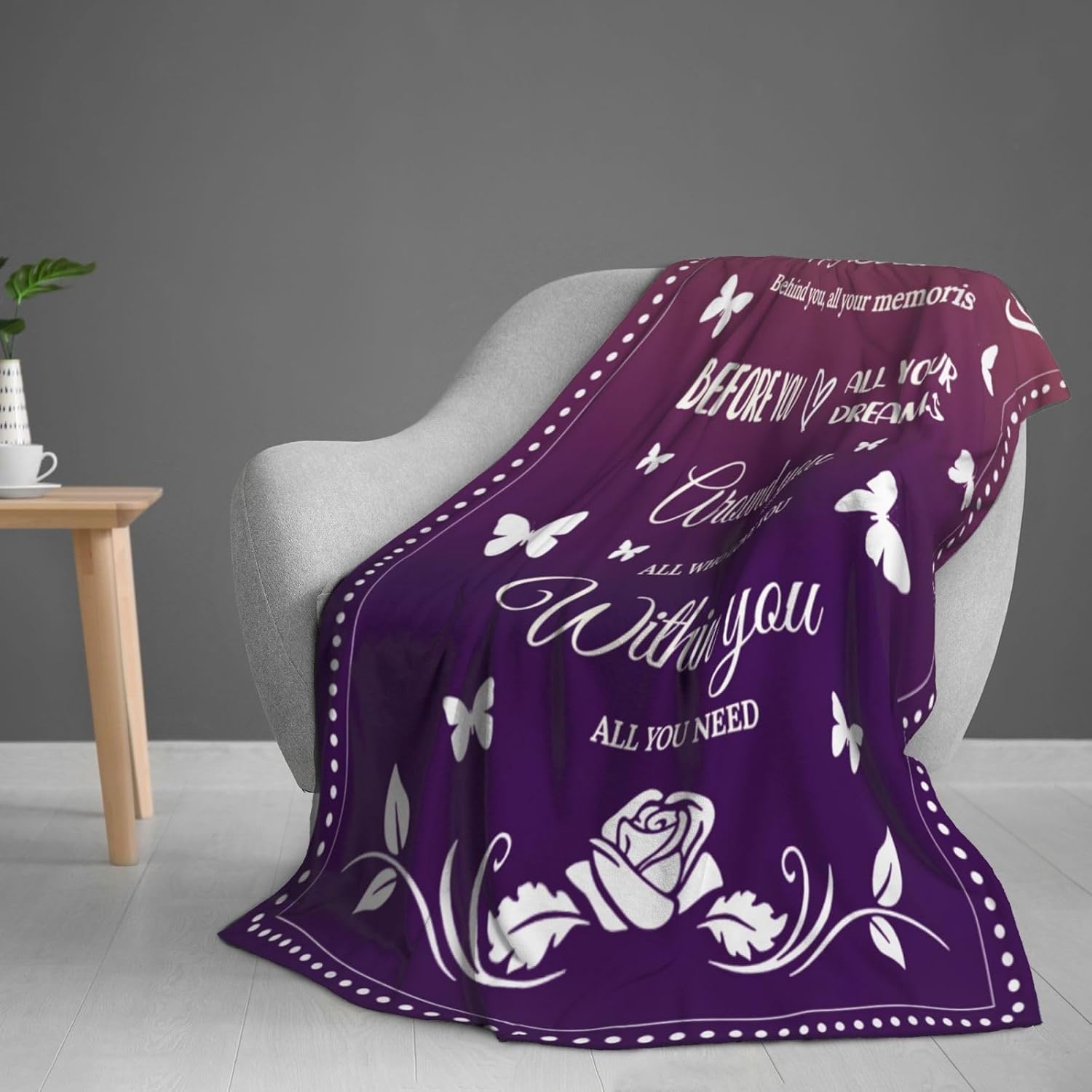 Birthday Gifts for Women Girls Her, Friendship Blanket, Mom Birthday Gifts, Happy Birthday Decorations Throw Blankets, Purple (80"x60")