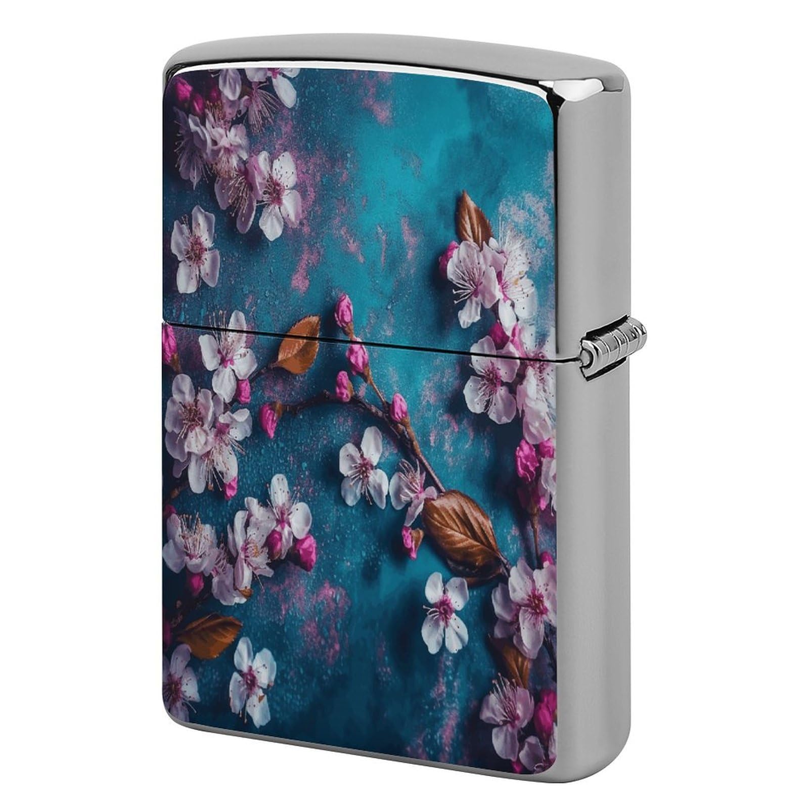 Fodpand Style Flowers On Blue Background Metal Lighter Case Cover Lighter Sleeve