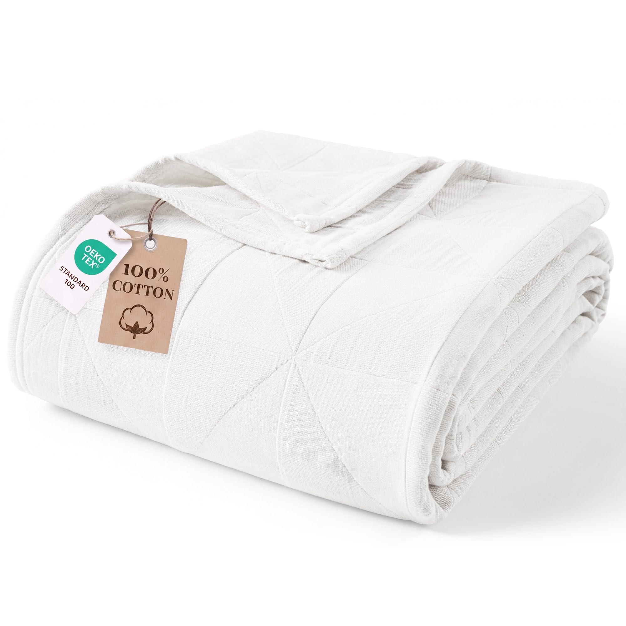 Exclusivo Mezcla 100% Cotton 4-Layer Muslin Throw Blanket, Pure White