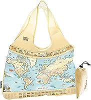Vista 21 de Xplorer Maps Bolsa con asas – Bolsa de compras reutilizable para comestibles, plegable y lavable de nailon, resistente y compacta