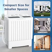 Vista 8 de COSTWAY Lavadora Portátil, Doble Tina de 20 Libras de Capacidad, Lavadora Compacta de Lavandería (12 Libras) y Centrifugadora (8 Libras), Diseño