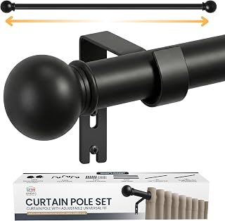 Tringle à rideaux extensible métal 87–243 cm, Ø16 mm (supports inclus)