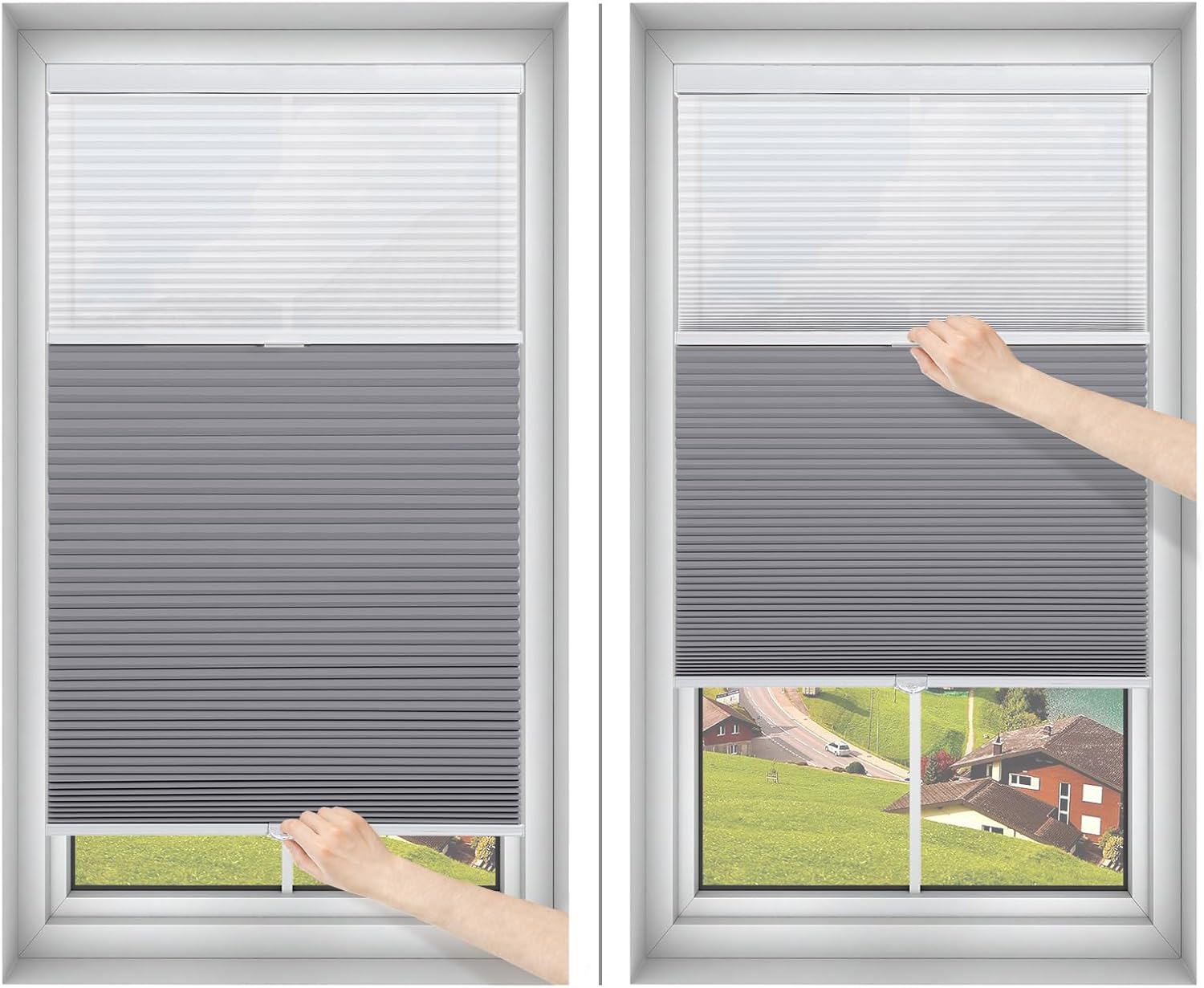 Cellular Blinds for Windows Cordless Shades, Custom Top Down Bottom Up Cordless Blinds, Blackout Rome Darkening Blinds for Home and Office (White, Blackout)
