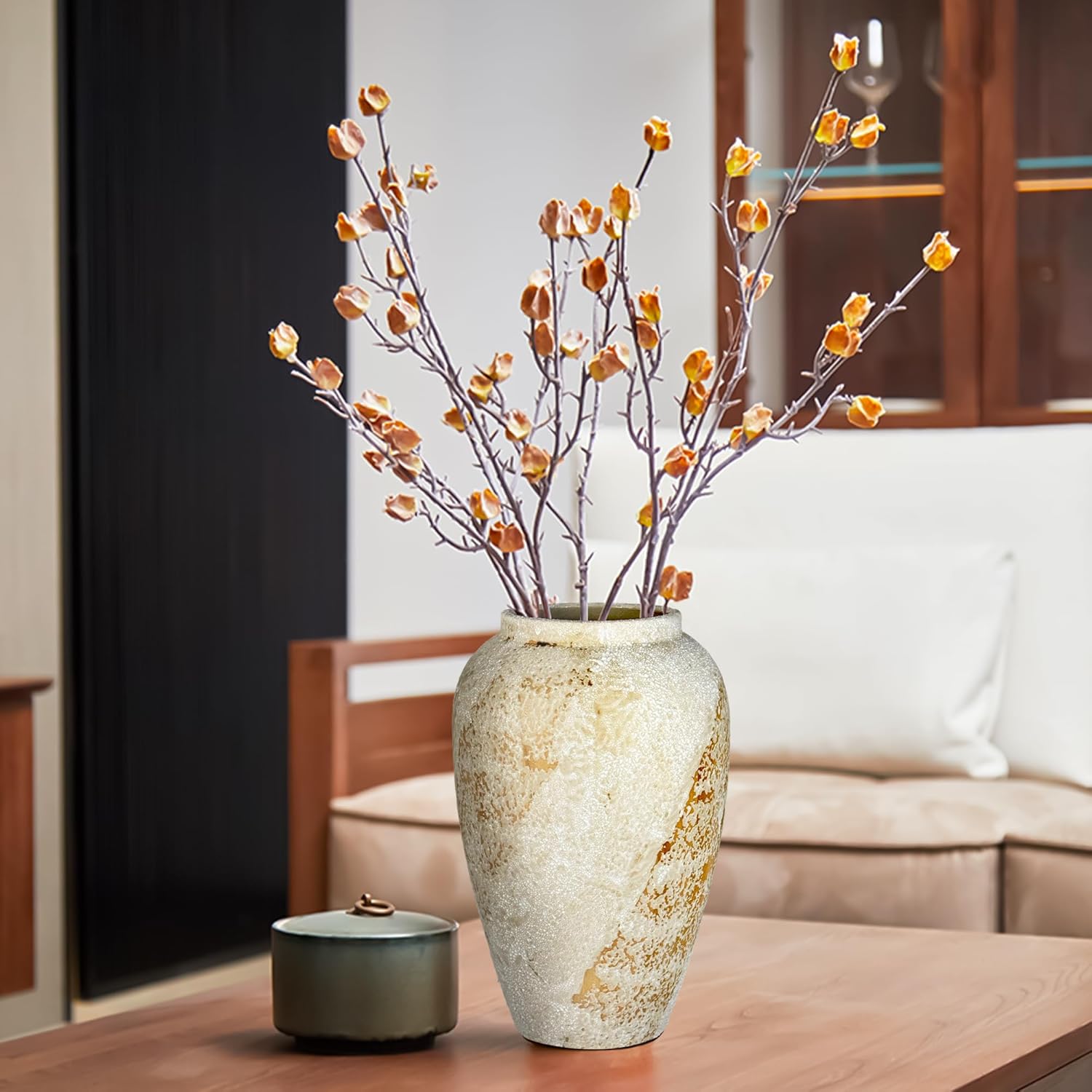 11.4In Tall Ceramic Vase, Rustic Vintage Decorative Rustic Tall Vase for Home Decor, Living Room, Wedding, Table Decoration, Kitchen, Gifts - Image 8