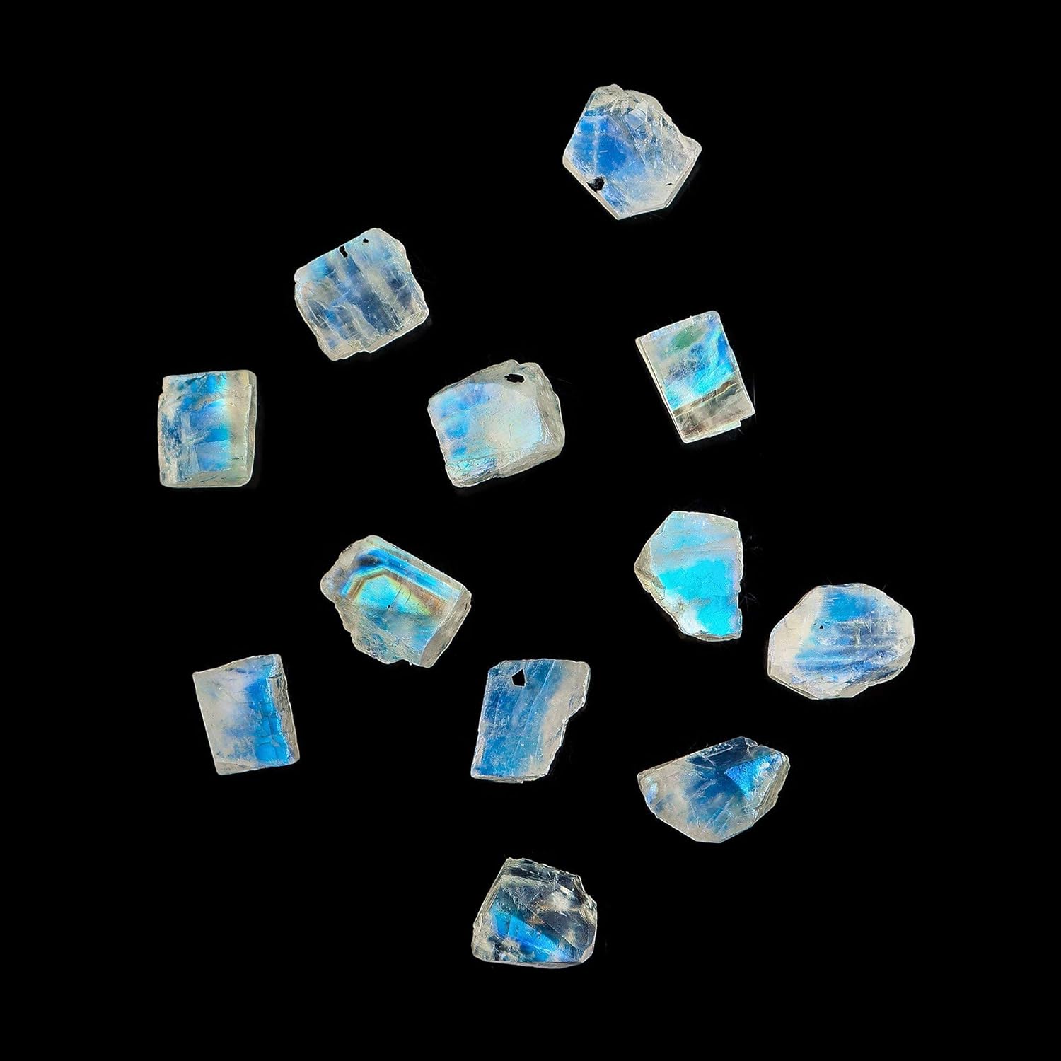 50carats Real Raw Blue Moonstone Gemstone, Rough Crystals, DIY Jewelry Making, Wire Wrapping, Chakra Healing Crystals, Loose Stones, Wholesale Lot, June Birthstone, Natural Rainbow Moonstone Pack - Image 6