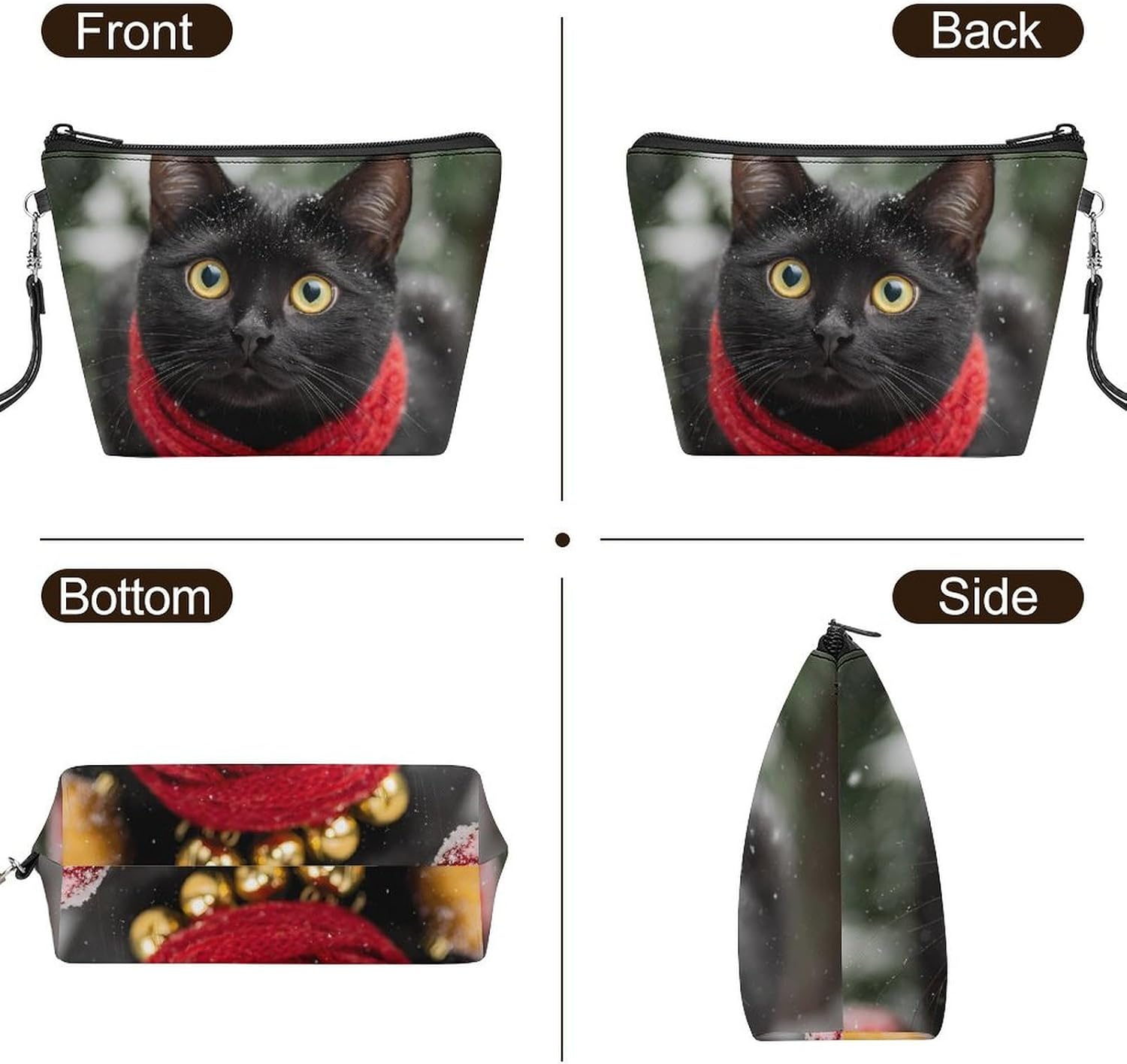 Winter Black Cat Women's Makeup Bag for Purse image 3