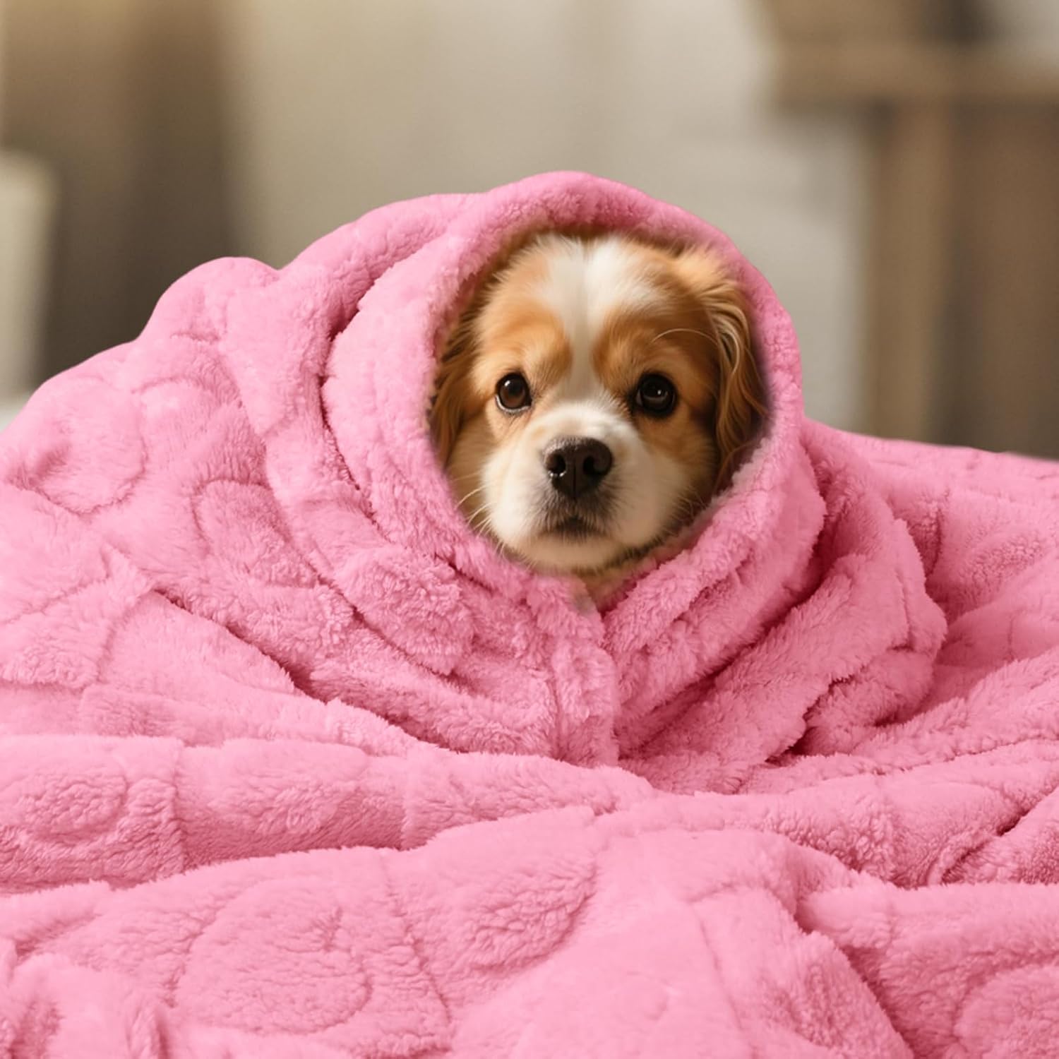 Luciphia Valentines Day Waterproof Blanket for Medium Large Dogs Washable Bed Couch Protector Soft Fluffy 3D Heart Jacquard Pet Blanket with Sherpa Fleece Cozy Calming Throw Blankets， Pink 85x57 inch - Image 7