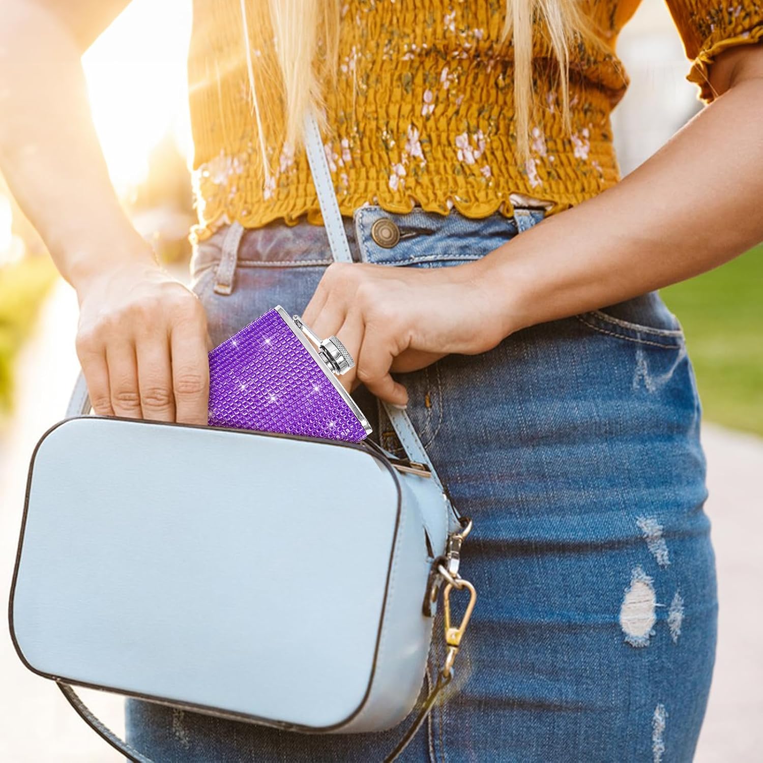 Suwimut 4 Pack Flask for Liquor for Women, 6OZ Cute Rhinestones Stainless Steel Hip Flask, Girls Glitter Bling Pocket Decorative Flasks with Funnel Set for Vodka, Whiskey, Wine, or Alcohol Drink - Image 6