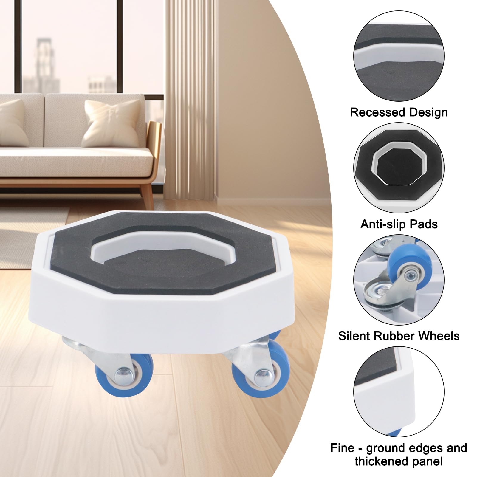 Set di sollevatori e cursori per mobili resistenti con ruote girevoli a 360°, capacità di 1000 kg, strumento per spostare divani, frigoriferi, armadietti su legno duro e moquette
