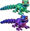 2PCS Gecko, 3D Printed Lizard Set, 13.8cm Articulated Chameleon Toys, Flexible 3D Printed Animals for Desk Decor, Stress Relief Fidget Toys, Unique Gifts for Adults and Kids (Blue-Purple & Blue-Green)