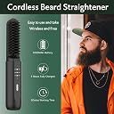 REHOYO Portable Wireless Heated Hair and Beard Straightening Brush, 3 Temperature Settings, Anti-Fire and Ionic Technology, Home and Travel gallery image