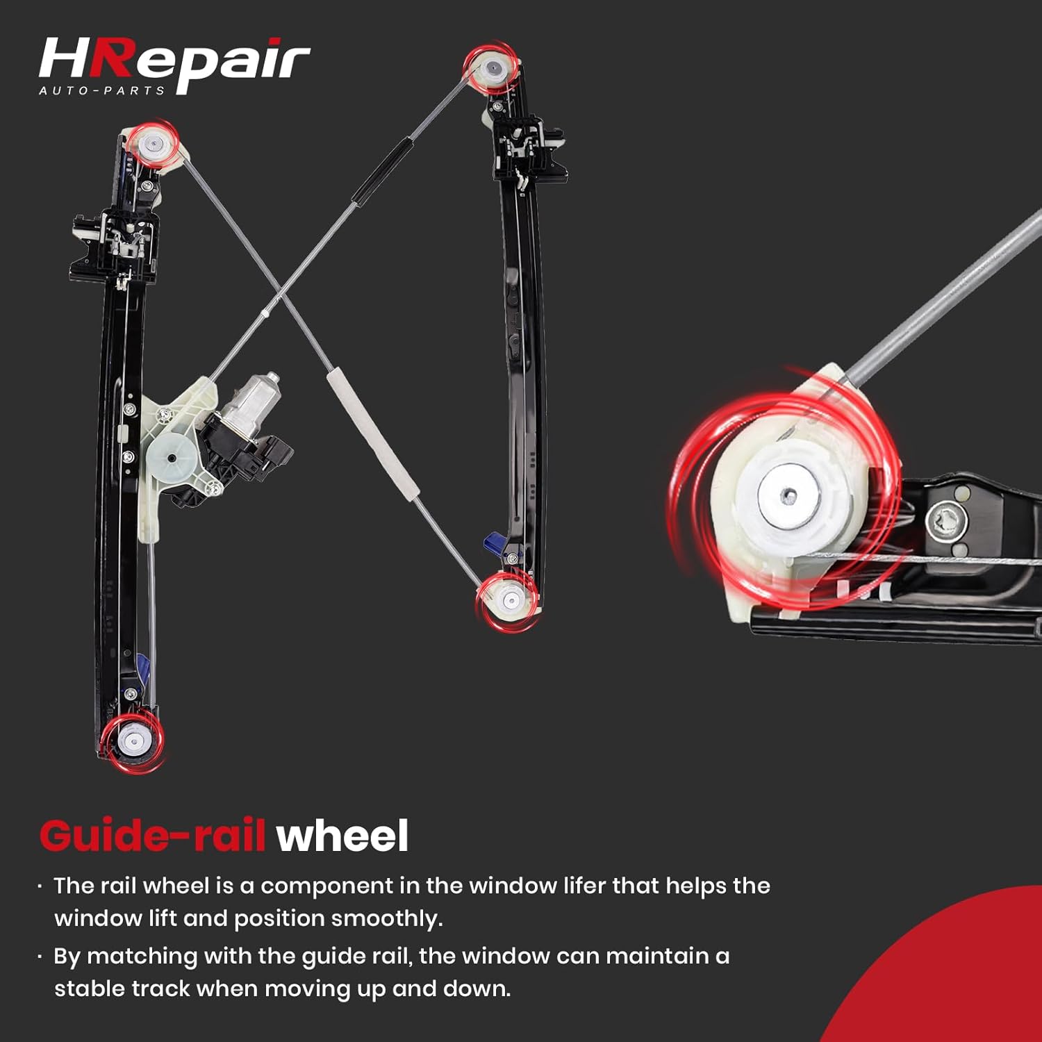 Window Regulator Driver Side fits for 2017-2020 Land Rover Discovery L462 w/Motor Auto-Up - Front Left(LR083211)