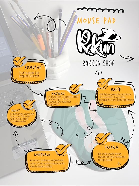 Çiçek Desenli Baskılı Bilek Destekli Mouse Pad