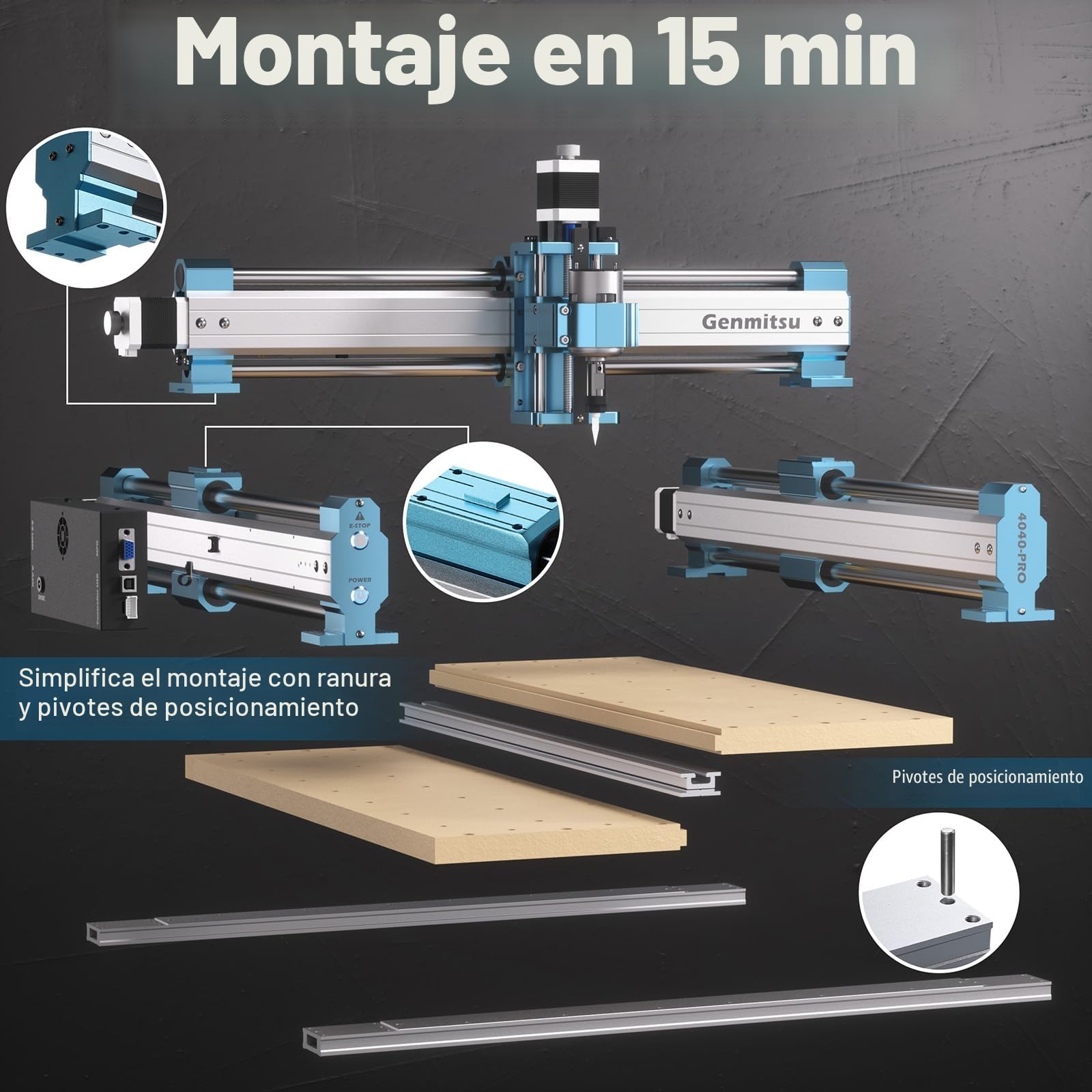 Genmitsu Máquina CNC 4040-PRO para corte de talla de nailon MDF acrílico de madera, control GRBL, máquina enrutadora CNC de 3 ejes, área de trabajo 400 x 400 x 84 mm