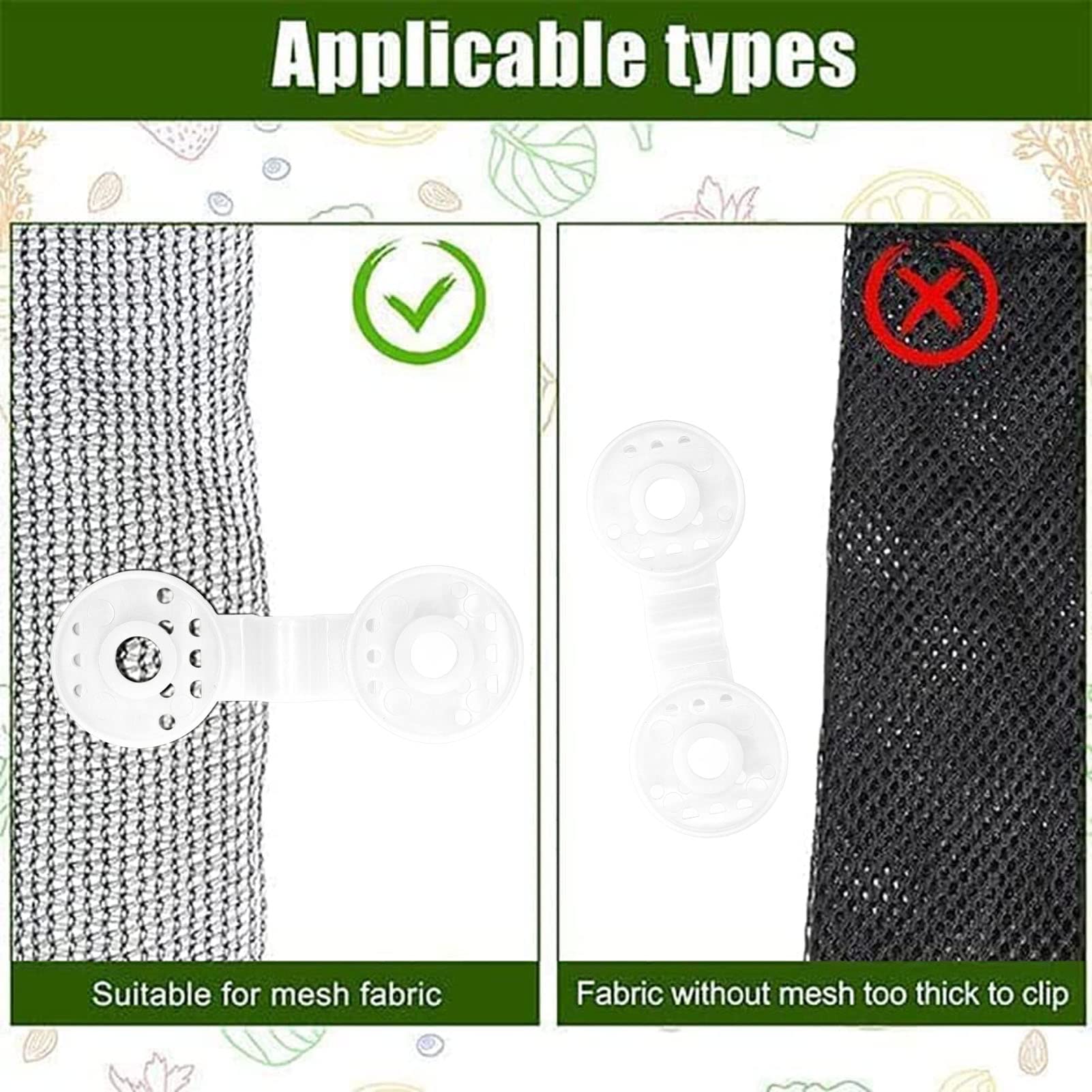 Tyenaza 100 Pièces Clips en Plastique pour Tissu D'Ombrage, Clips pour Tissu D'Ombrage Anti-Oiseaux, Clips De Bâche en Tissu De Clôture De Qualité Supérieure pour Filet (Blanc)