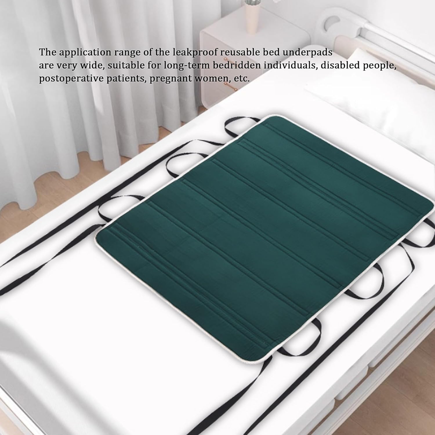 27.6 * 59 Inch Elderly Turning Pad for Bedridden Patients Washable, Reusable Bed Positioning Pad with Handles, for Caregiver, Bedridden, Elderly Green