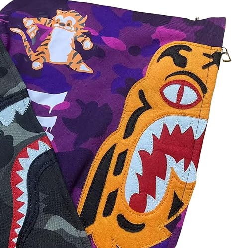 Miniatura 5 de Sudadera con capucha y cremallera de doble capa con diseño de tiburón Sudadera de moda juvenil con cremallera completa para hombre de estilo hip hop