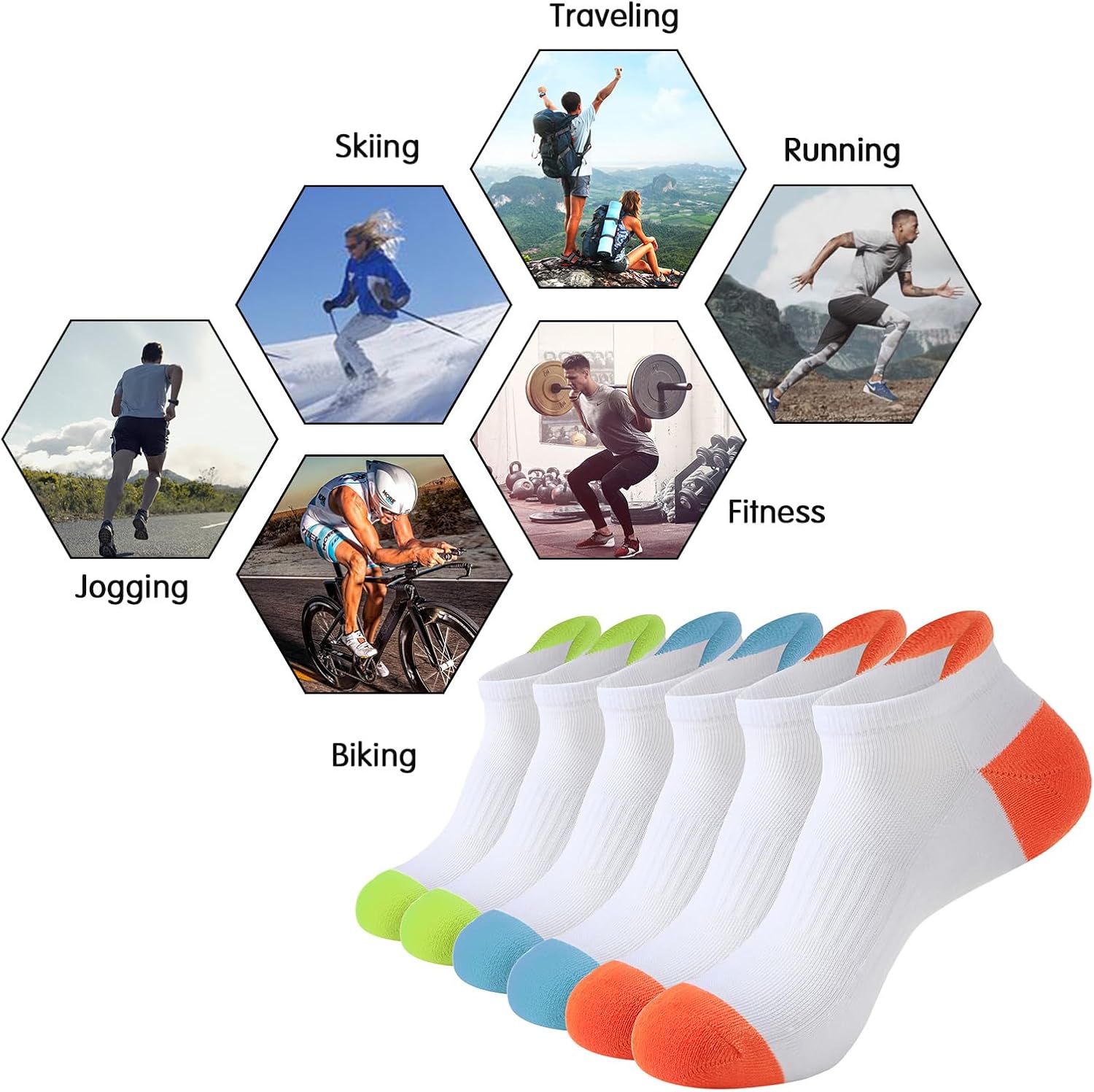 JOYNÉE Mens Ankle Athletic Running Tab Socks for Men 6 Pairs Low Cut Sports Workout Socks,Sock Size 10-13 - Image 7