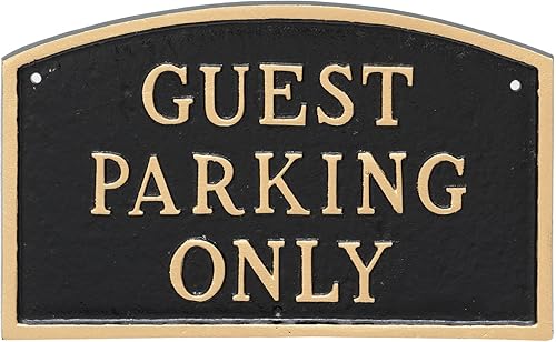 Montague Metal Products Arch Guest Parking Only Statement Plaque Sign, Black with Gold Lettering, 10" x 15"