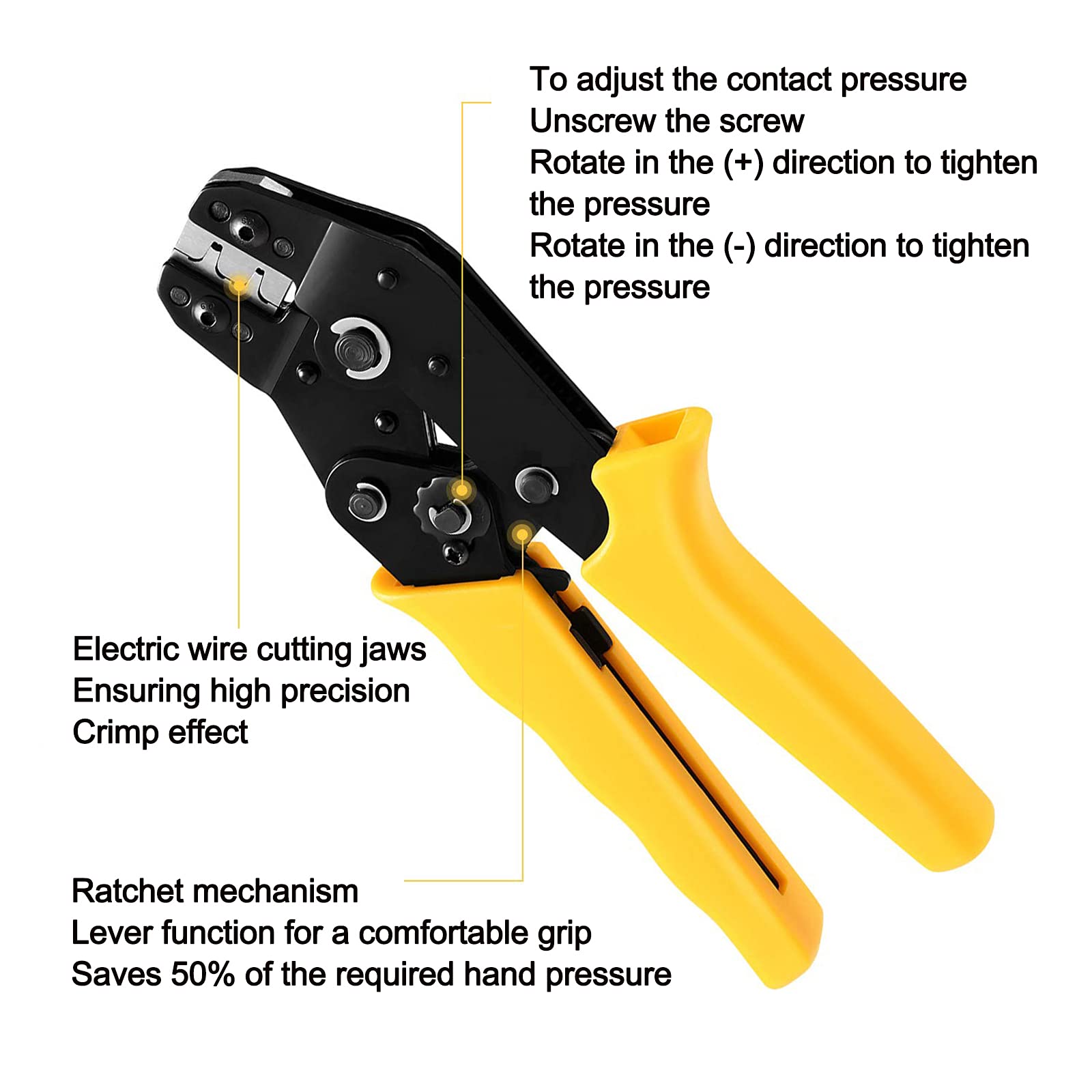 Kit de herramienta de crimpado de terminales de cable, kit de crimpado de terminales de trinquete aislado de 0.08-0.5mm² 02BMcon conectores de terminales,Blackwhite+crimping pliers