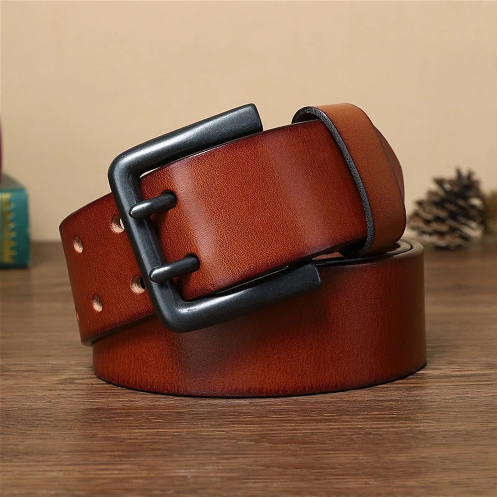 Ceintures pour homme Ceinture 4.3 cm d'épaisseur en cuir véritable ceinture hommes Double boucle ardillon Cowboy jean sangle mâle