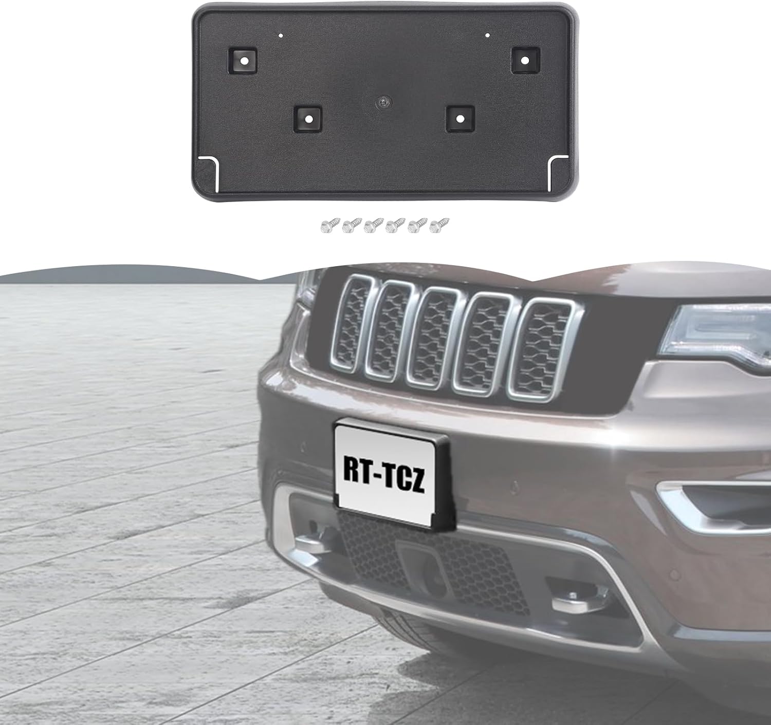 RT-TCZ License Plate Holder Front License Plate Frame Mount Bracket Accessories for Jeep Grand Cherokee 2017 2018 2019 2020 2021 2022 2023